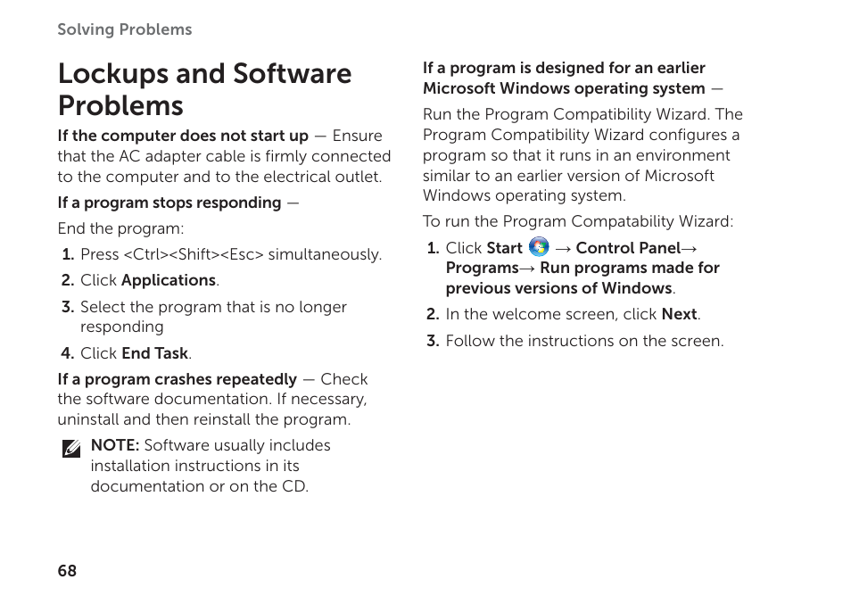 Lockups and software problems | Dell XPS 17 (L702X, Early 2011) User Manual | Page 70 / 110