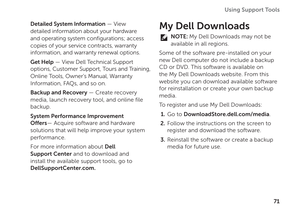 My dell downloads | Dell XPS 17 (L702X, Early 2011) User Manual | Page 73 / 110