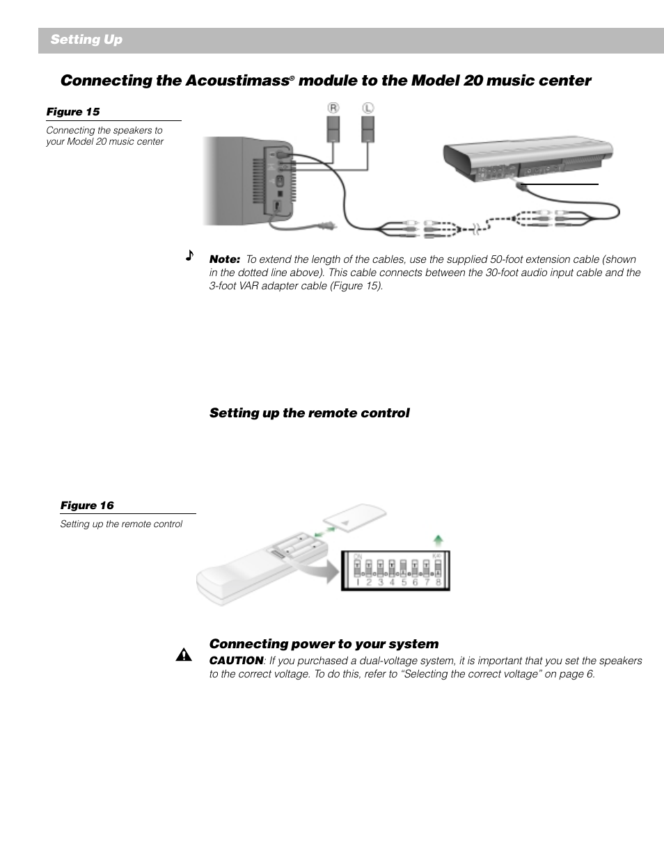 Connecting the acoustimass, Module to the model 20 music center | Bose AM262838_00_V. User Manual | Page 16 / 22