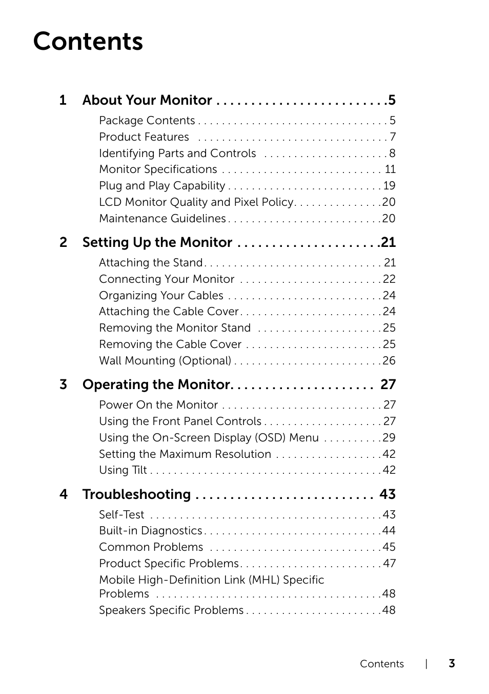Dell S2415H Monitor User Manual | Page 3 / 50
