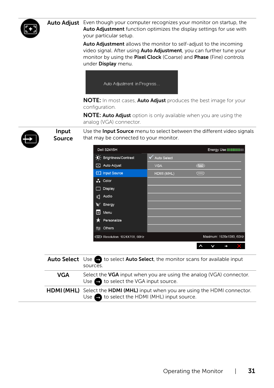 Dell S2415H Monitor User Manual | Page 31 / 50