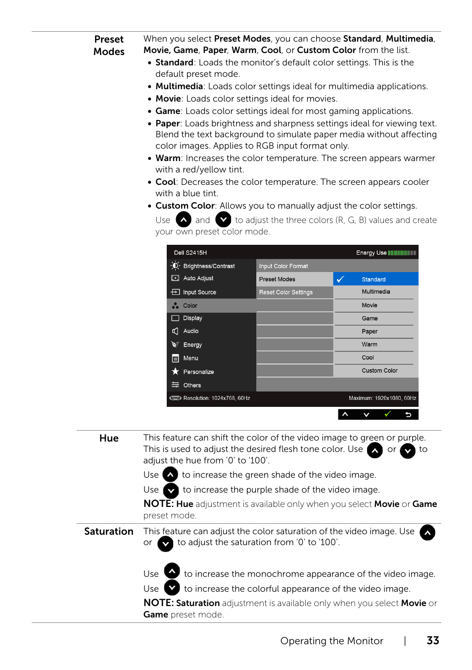 Dell S2415H Monitor User Manual | Page 33 / 50