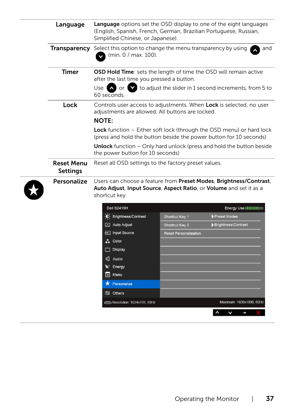 Dell S2415H Monitor User Manual | Page 37 / 50