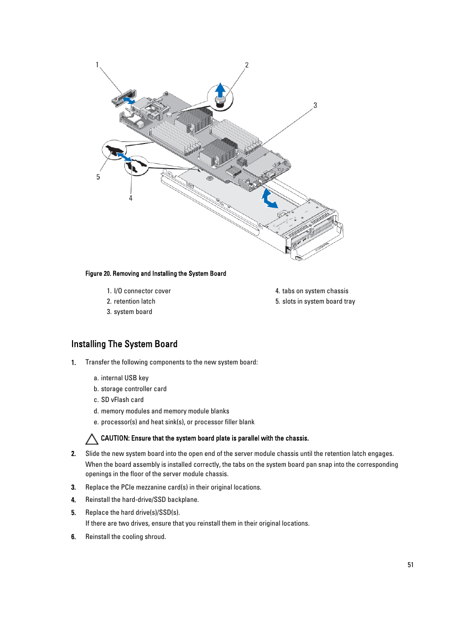 Installing the system board | Dell PowerEdge VRTX User Manual | Page 51 / 139
