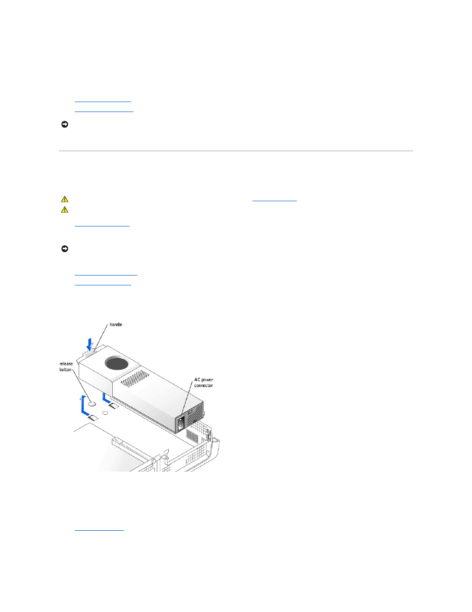 Replacing the power supply, Removing the power supply | Dell Dimension 4500S User Manual | Page 29 / 54