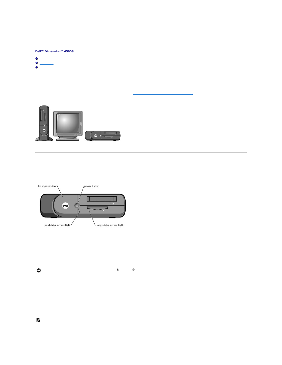 Controls and lights, Computer stand, Front view | Front view with front-panel door closed, Front view with front-panel door open | Dell Dimension 4500S User Manual | Page 52 / 54