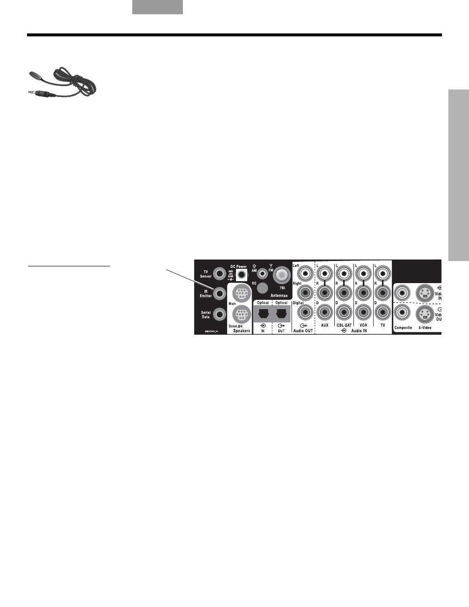 Utilisation de l’émetteur infrarouge, Utilisation d’un prolongateur pour la télécommande | Bose LIFESTYLE VS-2 User Manual | Page 103 / 113