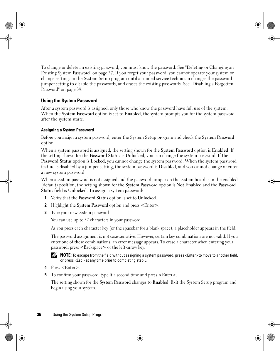 Using the system password | Dell PowerEdge SC1430 User Manual | Page 36 / 160