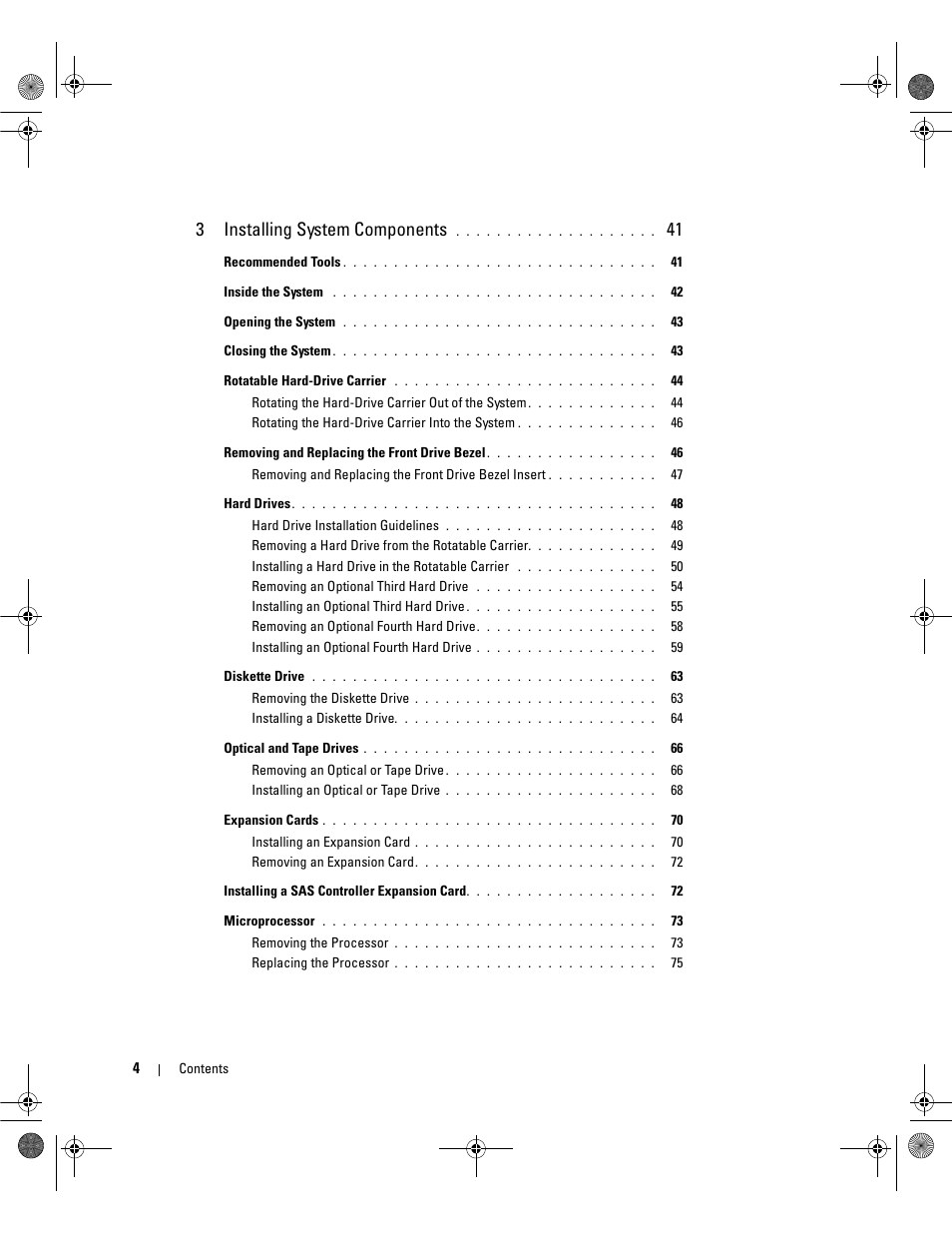 3installing system components | Dell PowerEdge SC1430 User Manual | Page 4 / 160