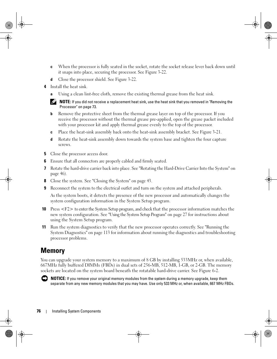 Memory | Dell PowerEdge SC1430 User Manual | Page 76 / 160