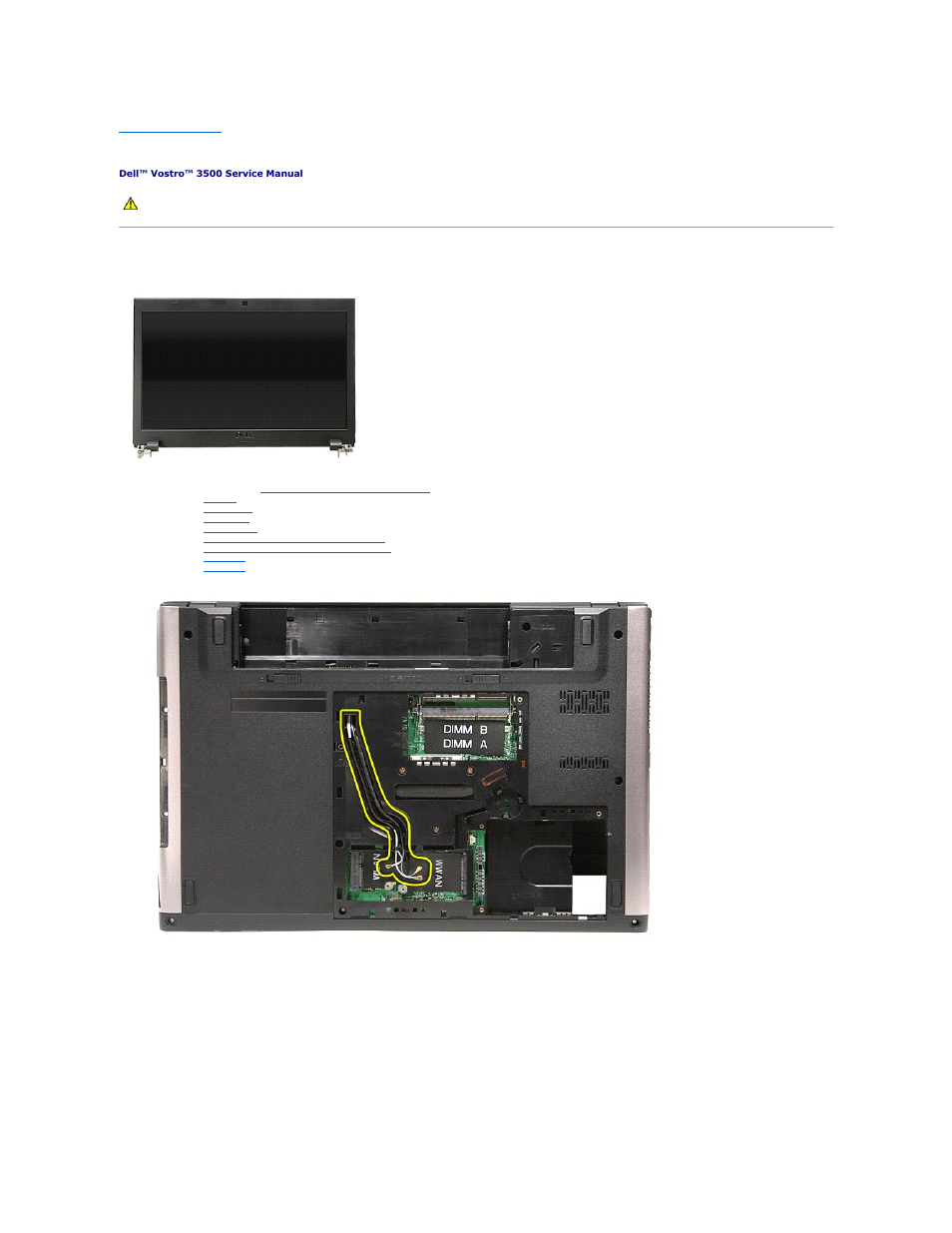 Display assembly, Removing the display assembly | Dell Vostro 3500 (Early 2010) User Manual | Page 19 / 79