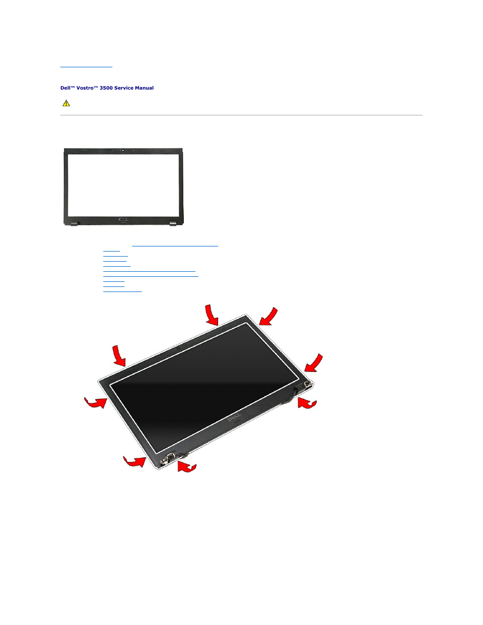 Display bezel, Removing the display bezel | Dell Vostro 3500 (Early 2010) User Manual | Page 39 / 79