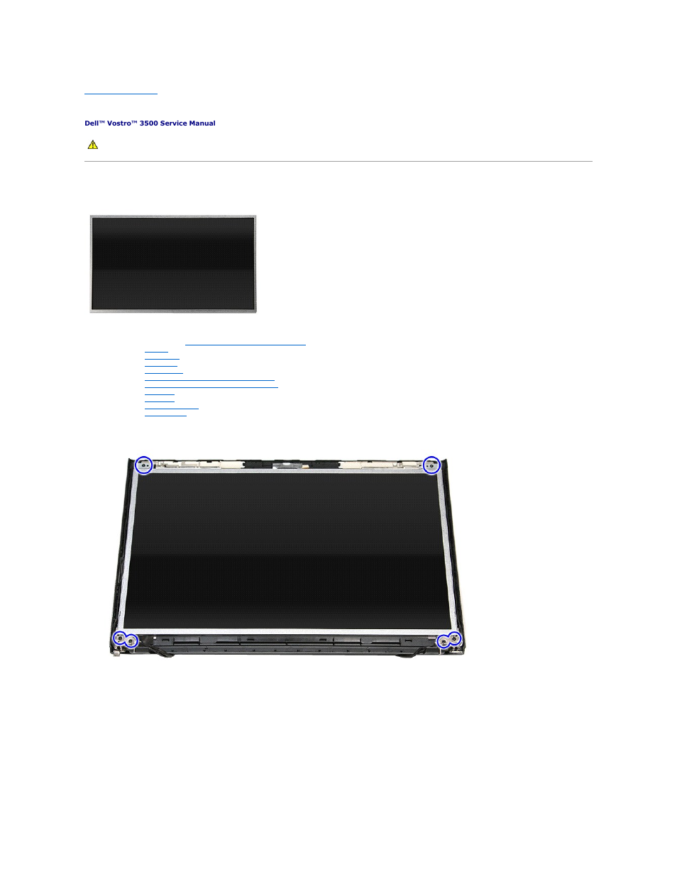Display panel, Removing the display panel | Dell Vostro 3500 (Early 2010) User Manual | Page 41 / 79