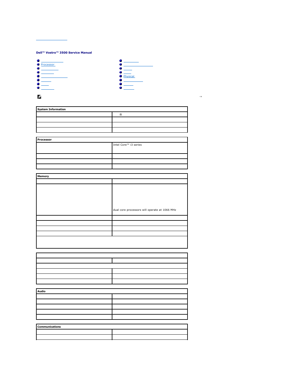 Specifications | Dell Vostro 3500 (Early 2010) User Manual | Page 68 / 79