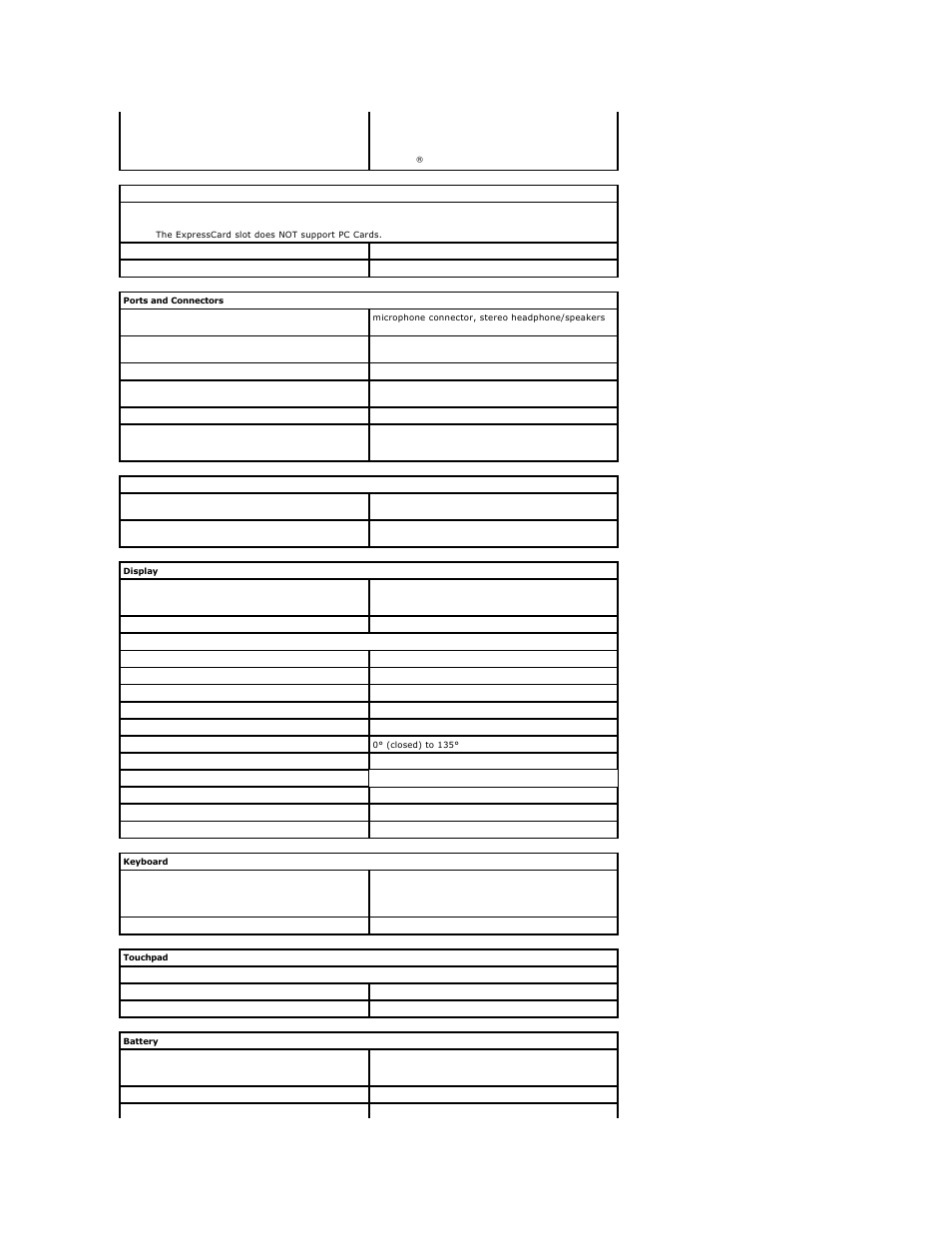 Ports and connectors, Expresscard, Drives | Keyboard, Battery, Display, Touchpad | Dell Vostro 3500 (Early 2010) User Manual | Page 69 / 79