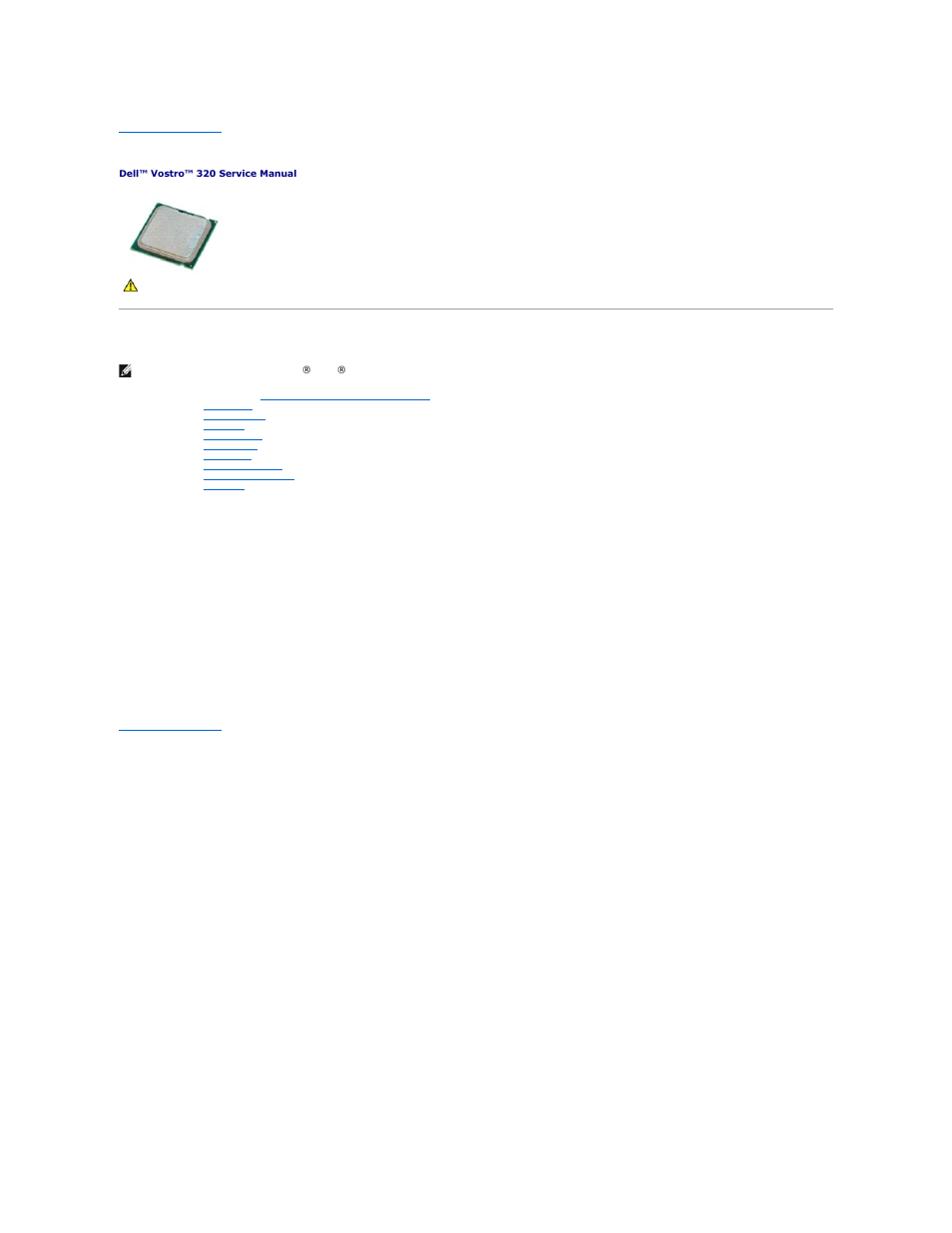 Processor, Removing the processor, Replacing the processor | Dell Vostro 320 (Mid 2009) User Manual | Page 31 / 38