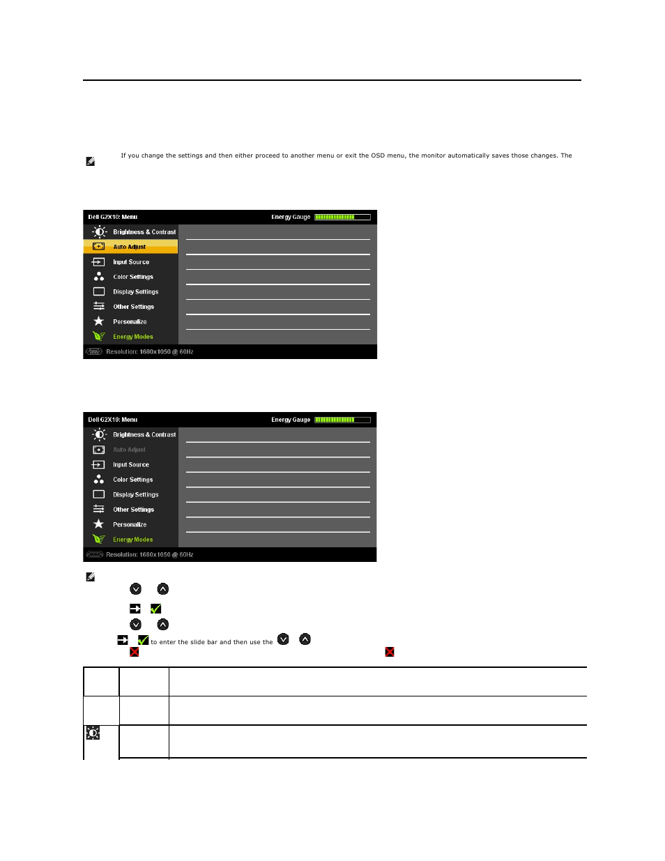 Using the on-screen display (osd) menu, Accessing the menu system | Dell G2210 Monitor User Manual | Page 16 / 34