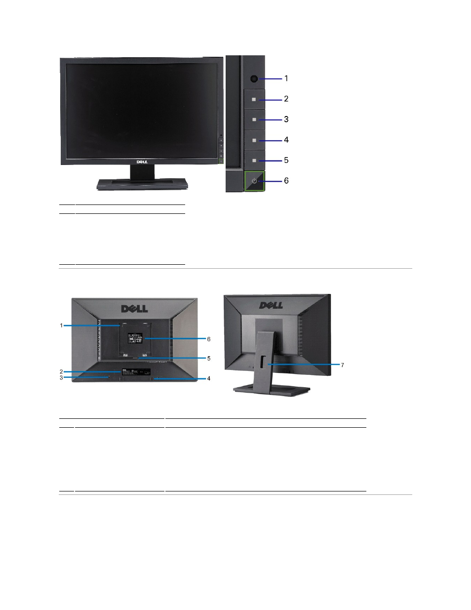 Back view, Side view | Dell G2210 Monitor User Manual | Page 4 / 34