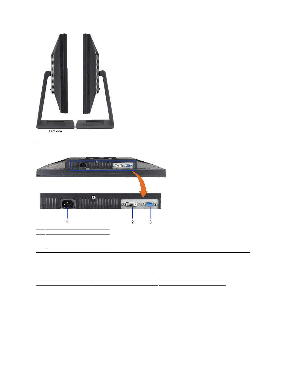 Monitor specifications, Bottom view, Flat panel specifications | Dell G2210 Monitor User Manual | Page 5 / 34