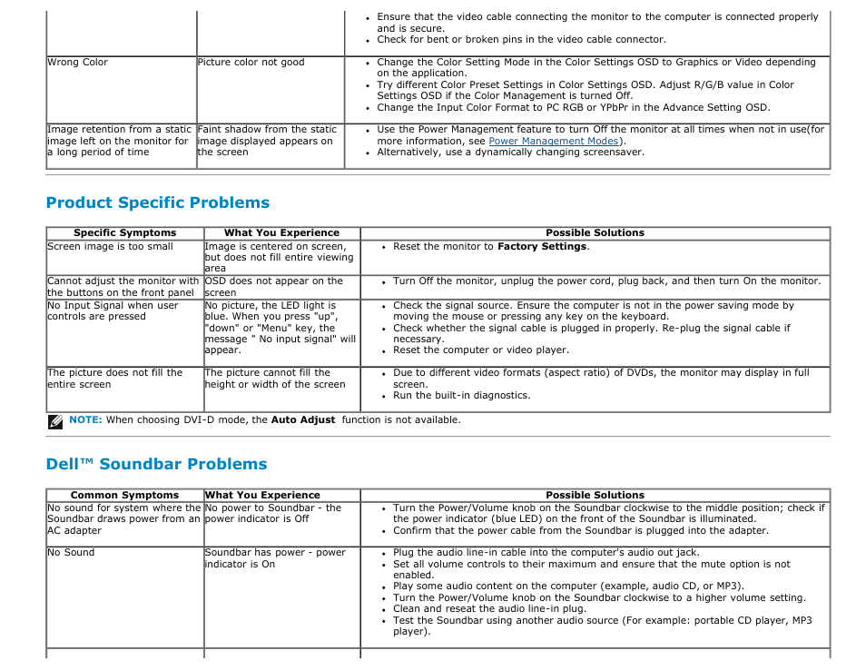 Product specific problems, Dell soundbar problems, Dell™ soundbar problems | Dell E2313H Monitor User Manual | Page 45 / 51