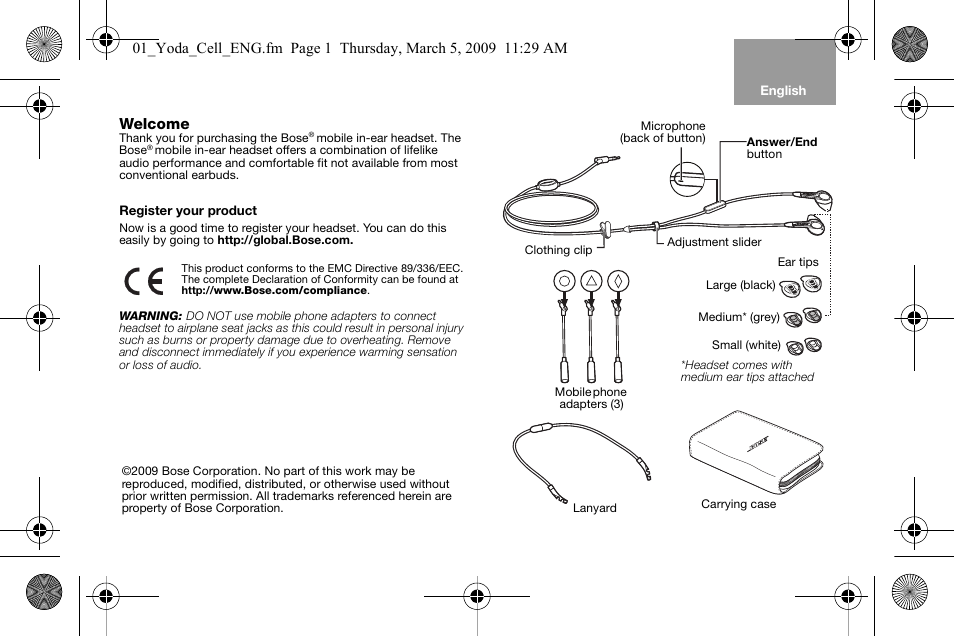 01_yoda_cell_eng, Welcome, Large (black) | Bose AM316835 User Manual | Page 2 / 100
