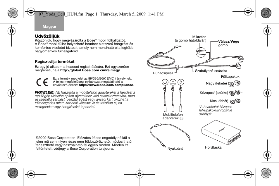 07_yoda_cell_hun_print | Bose AM316835 User Manual | Page 38 / 100
