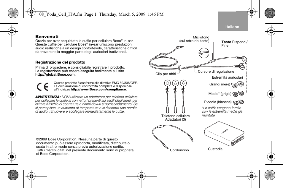 08_yoda_cell_ita_print | Bose AM316835 User Manual | Page 44 / 100