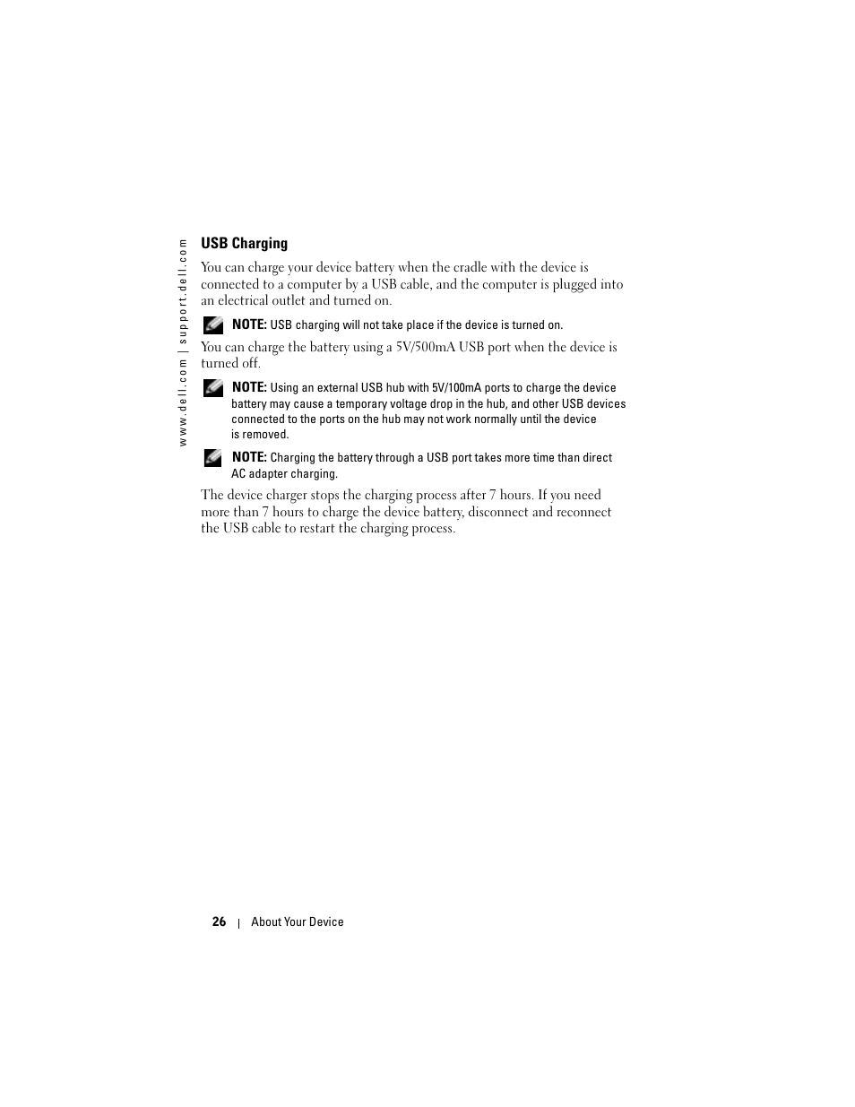 Usb charging | Dell Axim X50 User Manual | Page 26 / 174