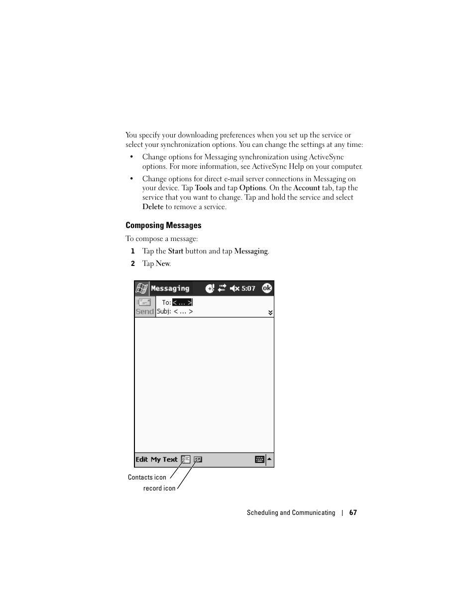 Composing messages | Dell Axim X50 User Manual | Page 67 / 174