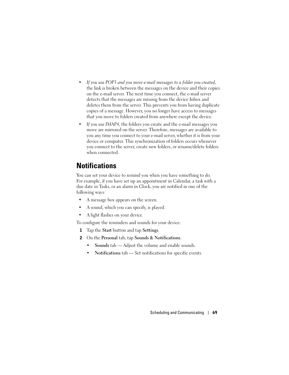 Notifications | Dell Axim X50 User Manual | Page 69 / 174