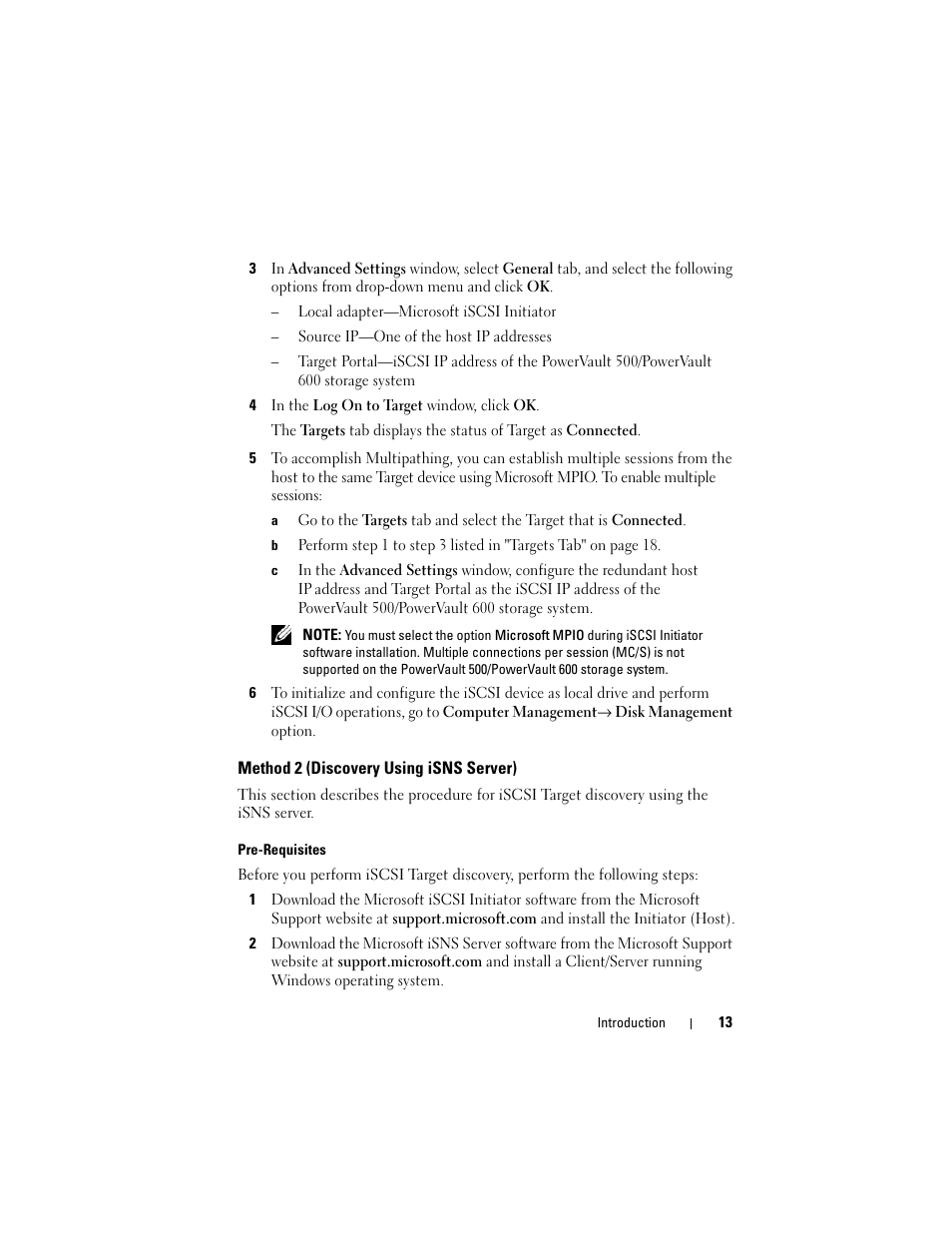 Method 2 (discovery using isns server) | Dell PowerVault DP500 User Manual | Page 13 / 44