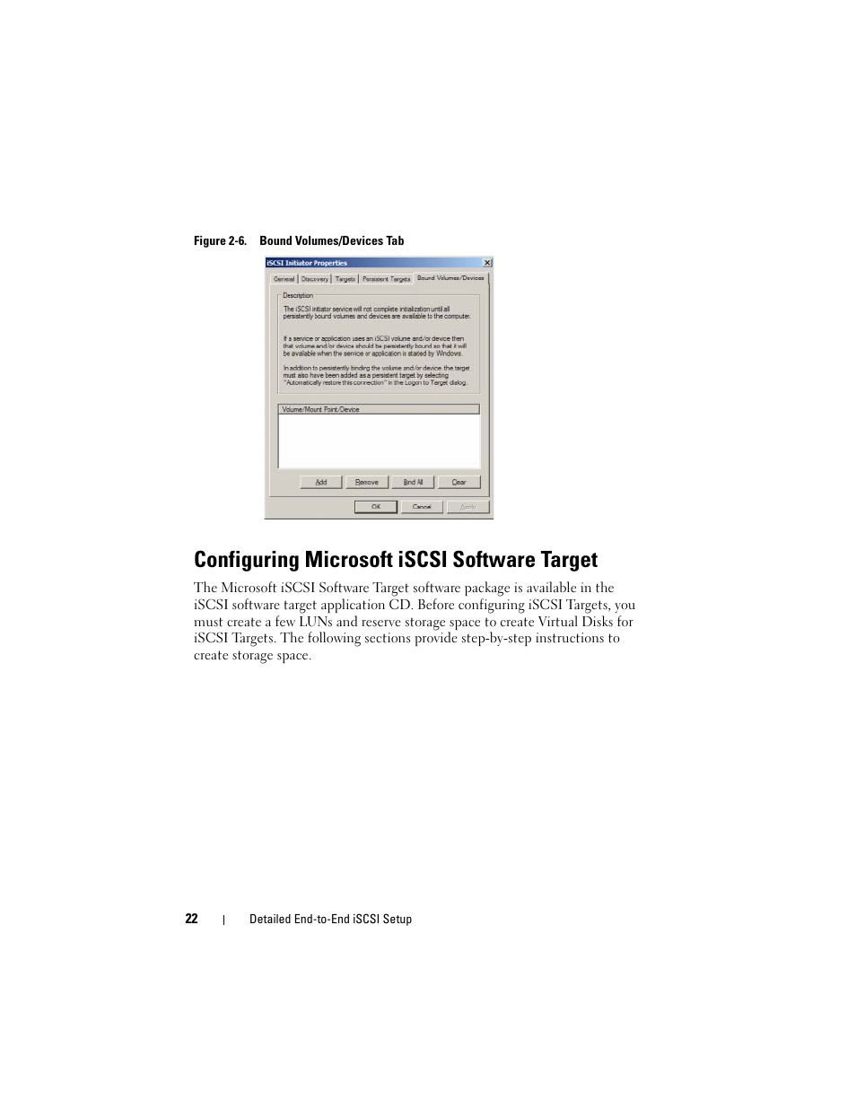 Configuring microsoft iscsi software target | Dell PowerVault DP500 User Manual | Page 22 / 44
