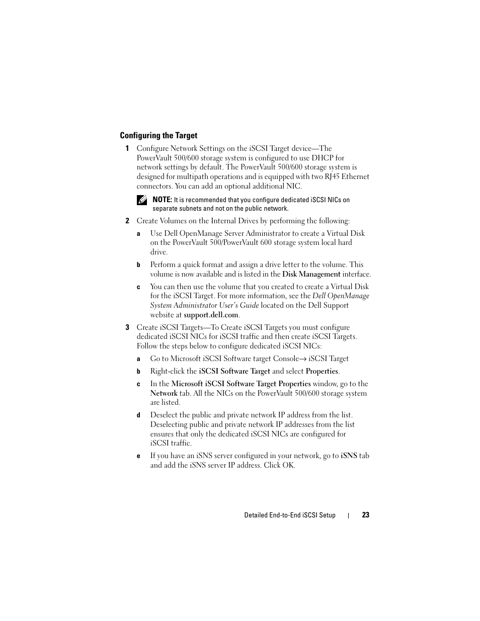Configuring the target | Dell PowerVault DP500 User Manual | Page 23 / 44
