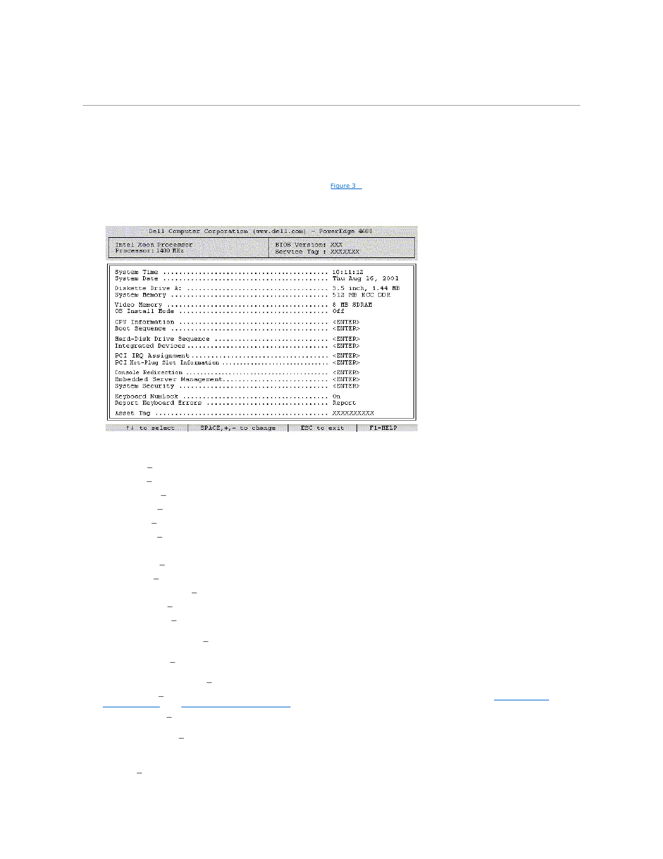 System setup options, Main screen | Dell PowerEdge 4600 User Manual | Page 24 / 42