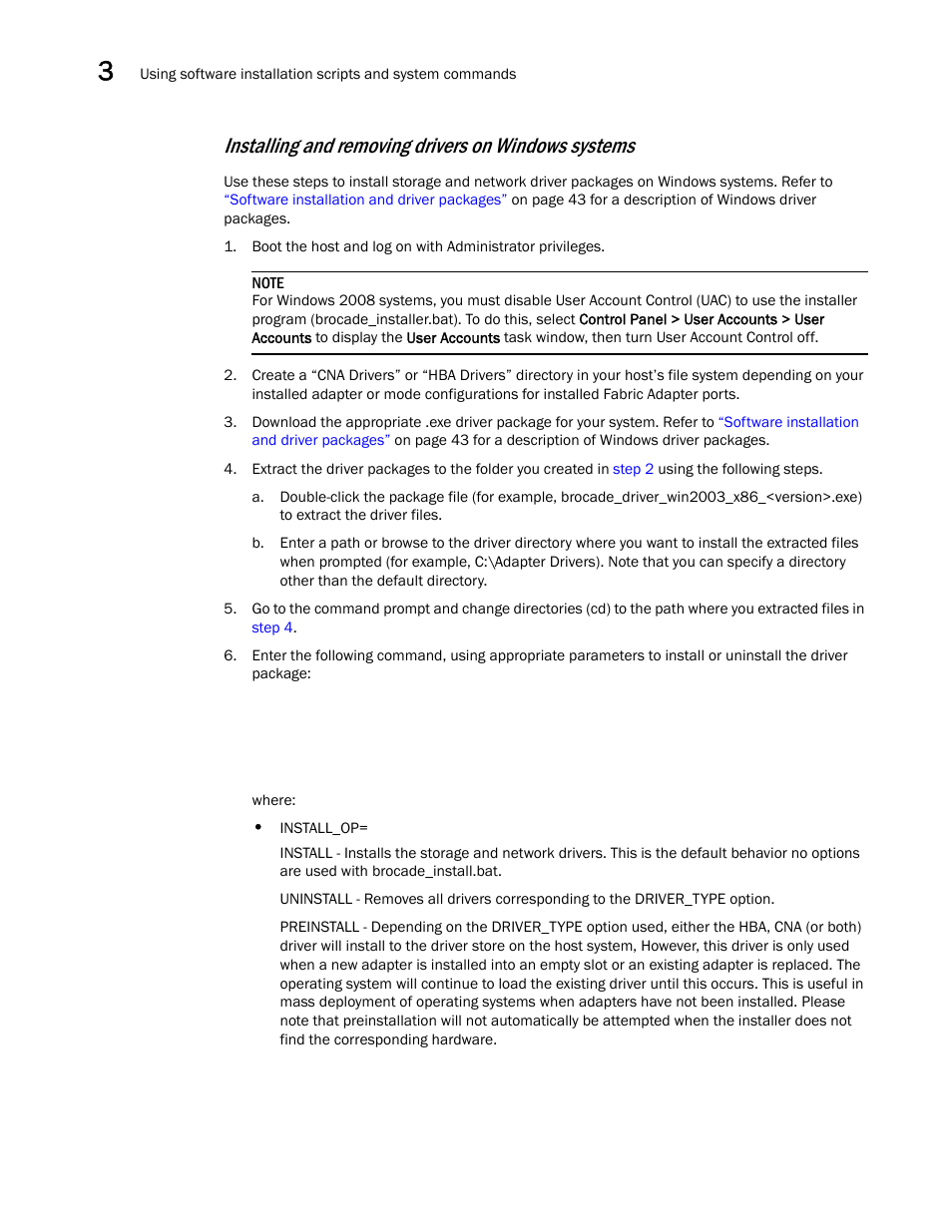 Installing and removing drivers on windows systems | Dell Brocade Adapters User Manual | Page 120 / 272