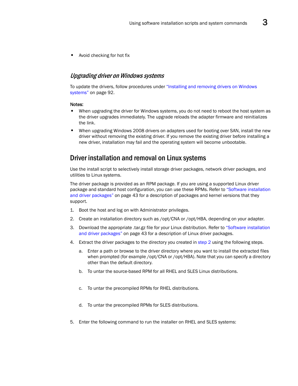 Driver installation and removal on linux systems, Upgrading driver on windows systems | Dell Brocade Adapters User Manual | Page 123 / 272