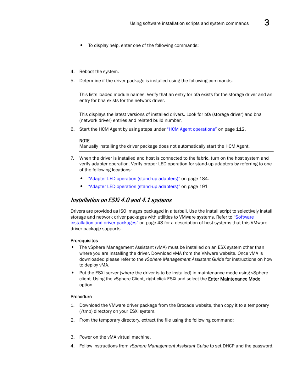 Edures under, Installation on esxi, 0 and 4.1 systems | Installation on esxi 4.0 and 4.1 systems | Dell Brocade Adapters User Manual | Page 129 / 272