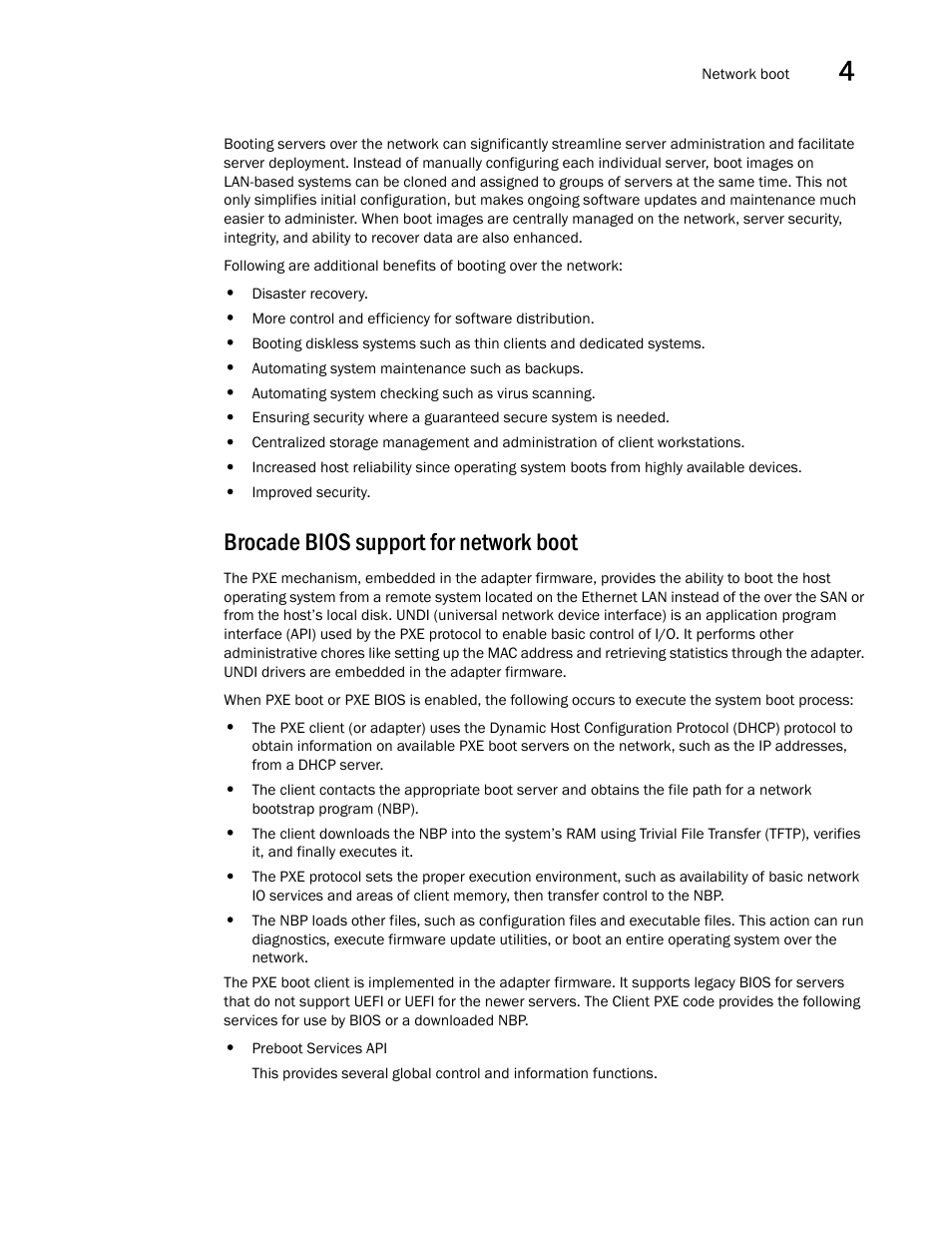 Brocade bios support for network boot | Dell Brocade Adapters User Manual | Page 149 / 272