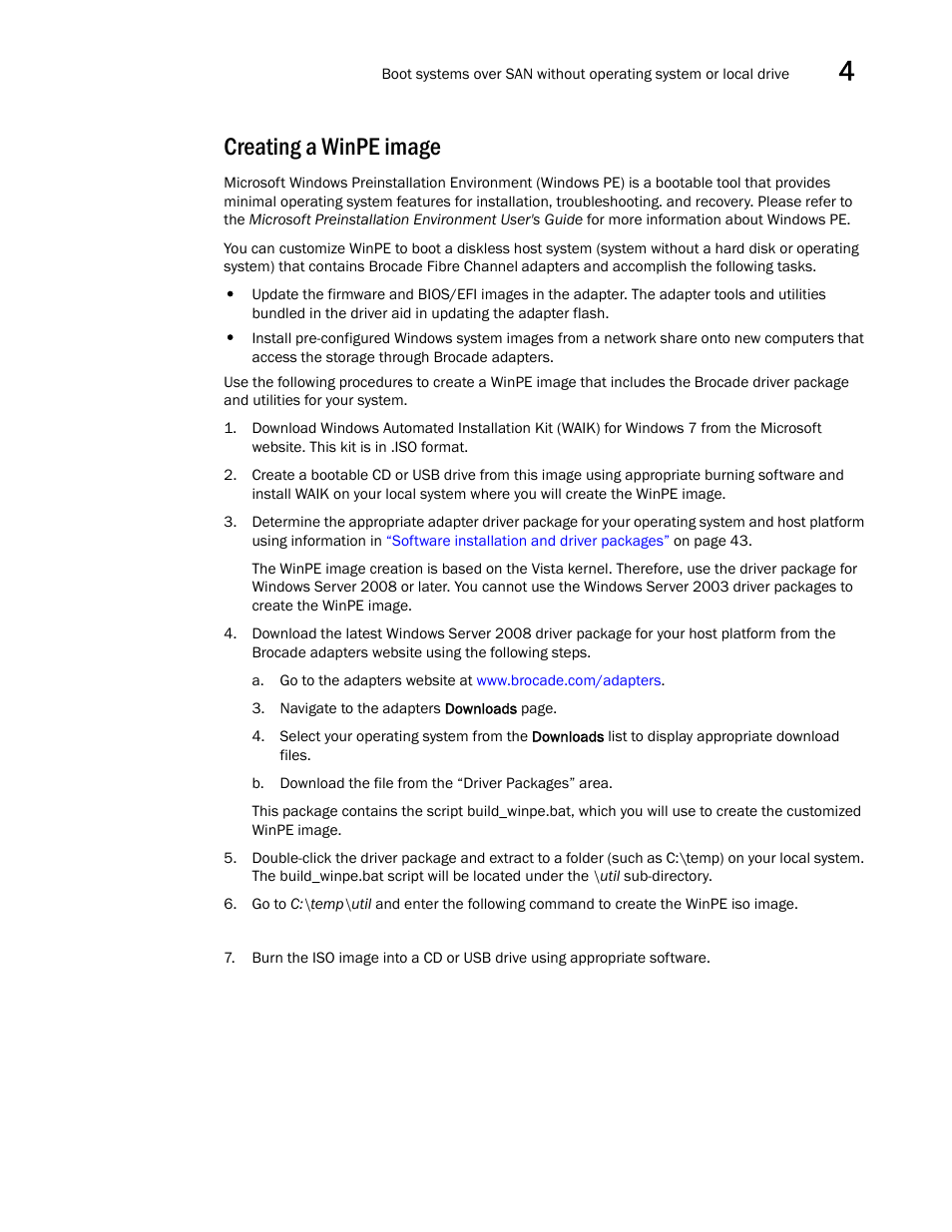 Creating a winpe image, Eps under, Creating a | Winpe image | Dell Brocade Adapters User Manual | Page 197 / 272