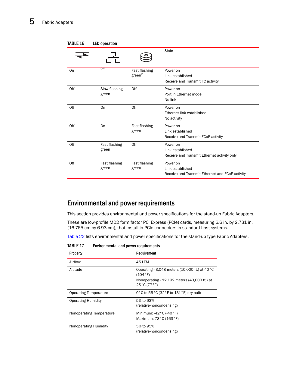 Environmental and power requirements | Dell Brocade Adapters User Manual | Page 206 / 272