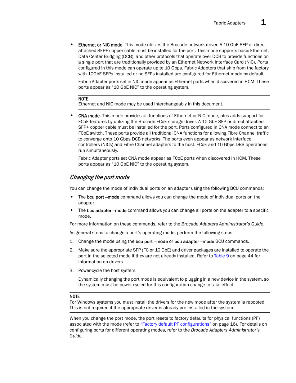 Changing the port mode | Dell Brocade Adapters User Manual | Page 31 / 272