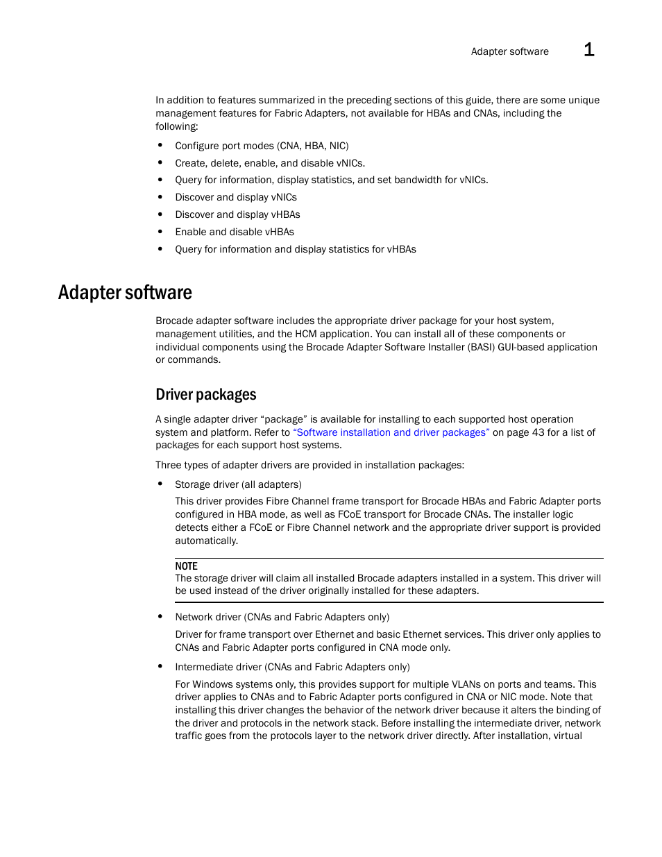 Adapter software, Driver packages | Dell Brocade Adapters User Manual | Page 65 / 272