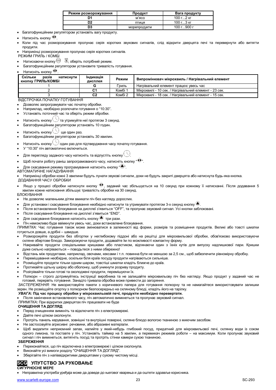 Scarlett SC-293 User Manual | Page 23 / 43