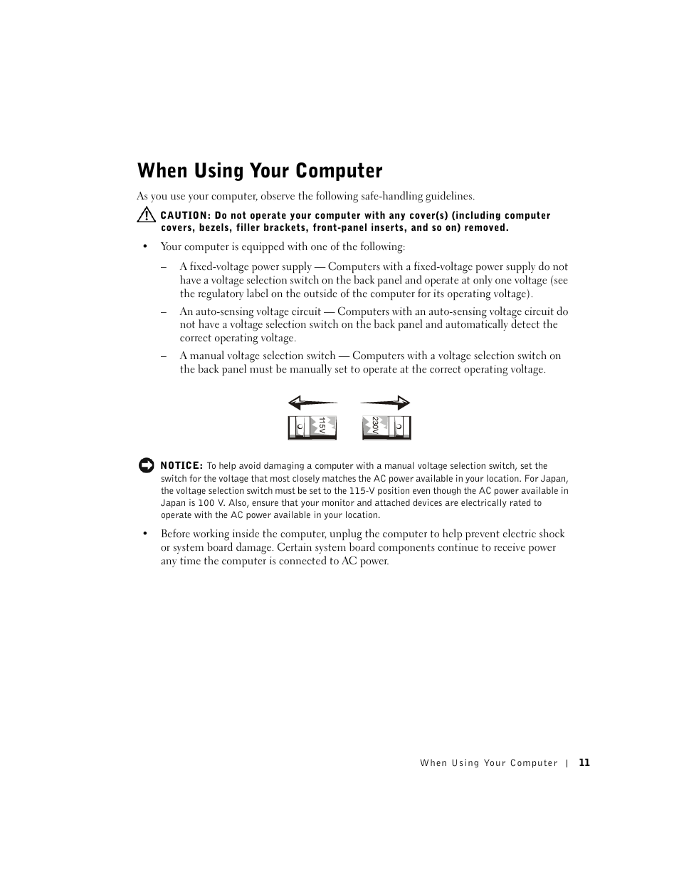 When using your computer | Dell Dimension 4550 User Manual | Page 11 / 152