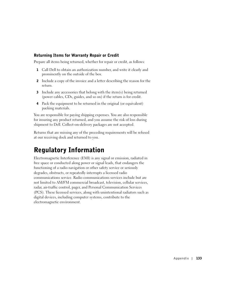 Regulatory information | Dell Dimension 4550 User Manual | Page 133 / 152