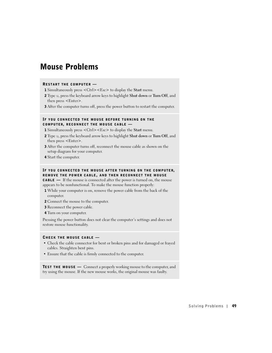 Mouse problems | Dell Dimension 4550 User Manual | Page 49 / 152