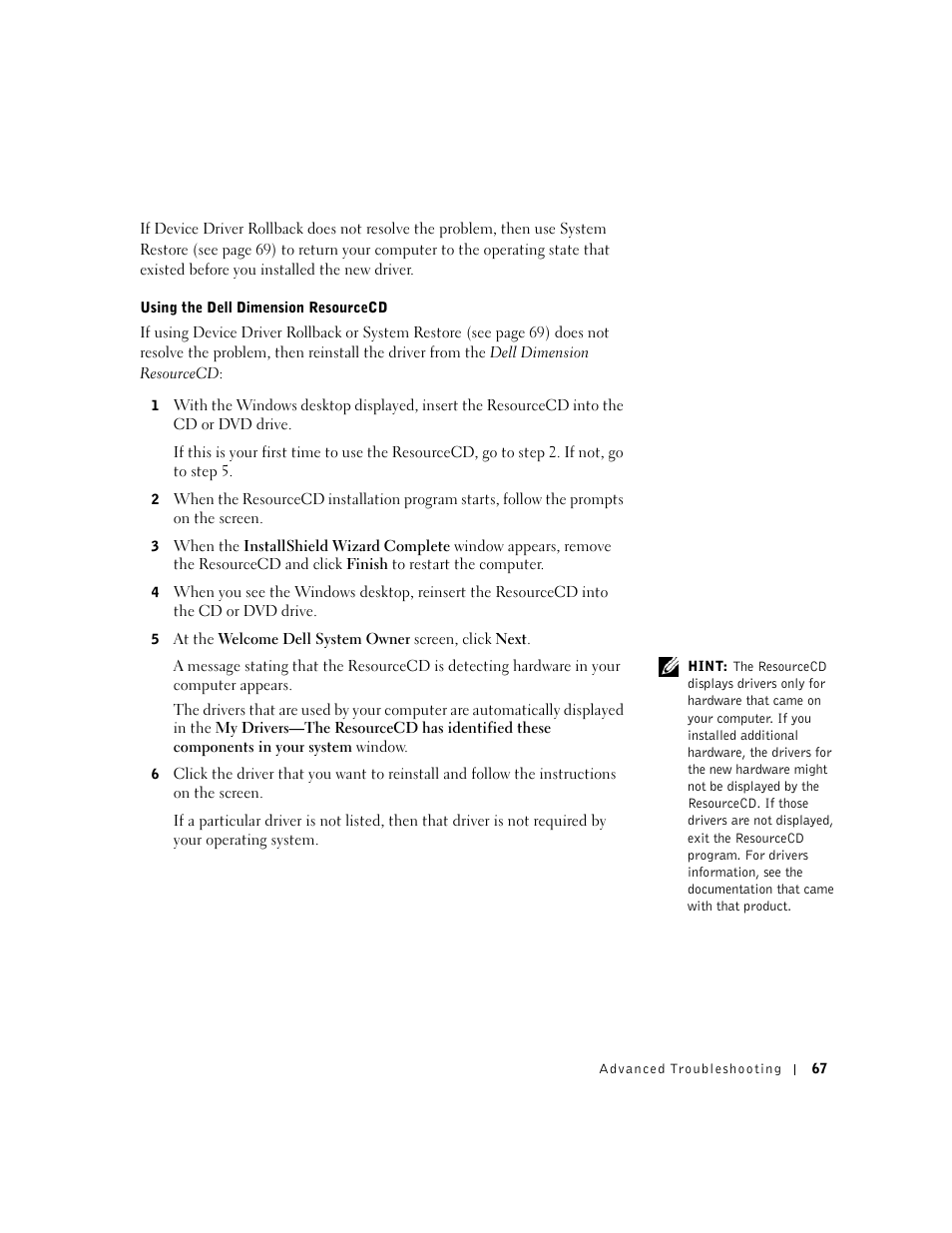 Dell Dimension 4550 User Manual | Page 67 / 152