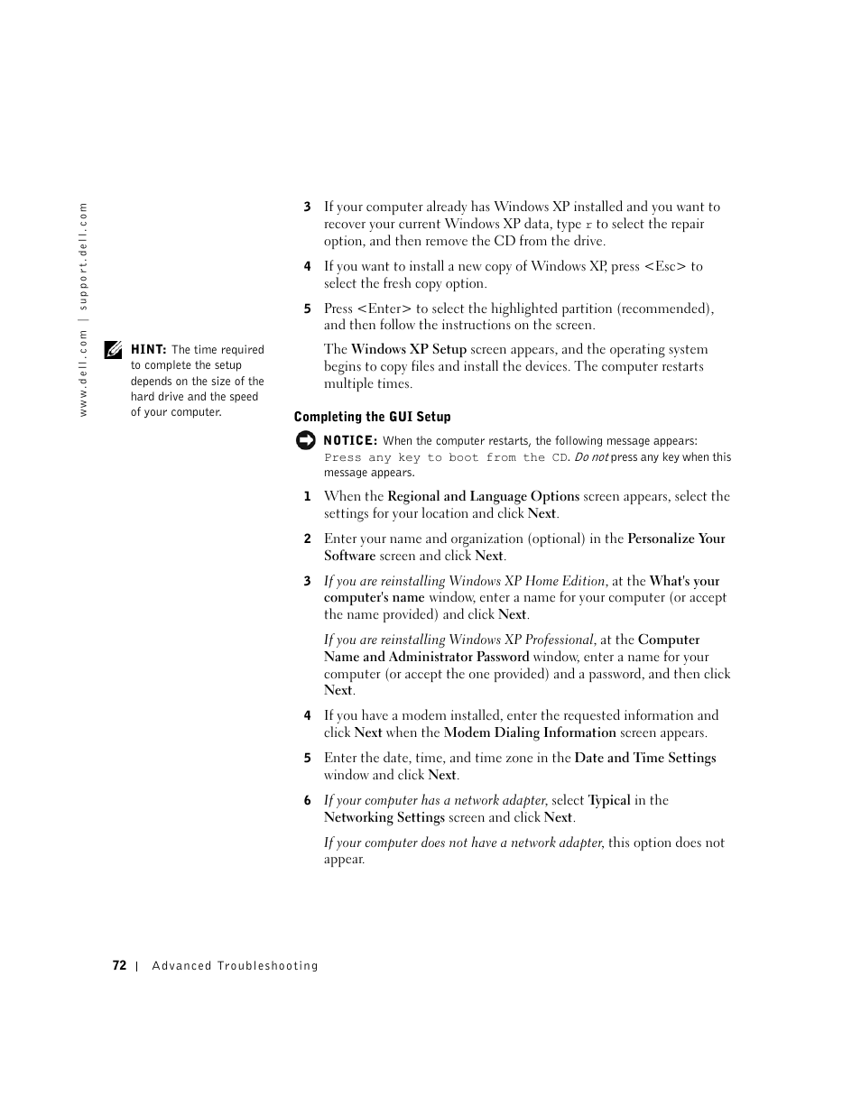Dell Dimension 4550 User Manual | Page 72 / 152