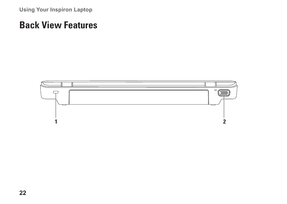 Back view features | Dell Inspiron 11z (1120, Mid 2010) User Manual | Page 24 / 86