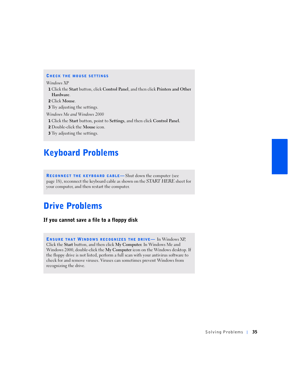 If you cannot save a file to a floppy disk | Dell Dimension 2100 User Manual | Page 35 / 138
